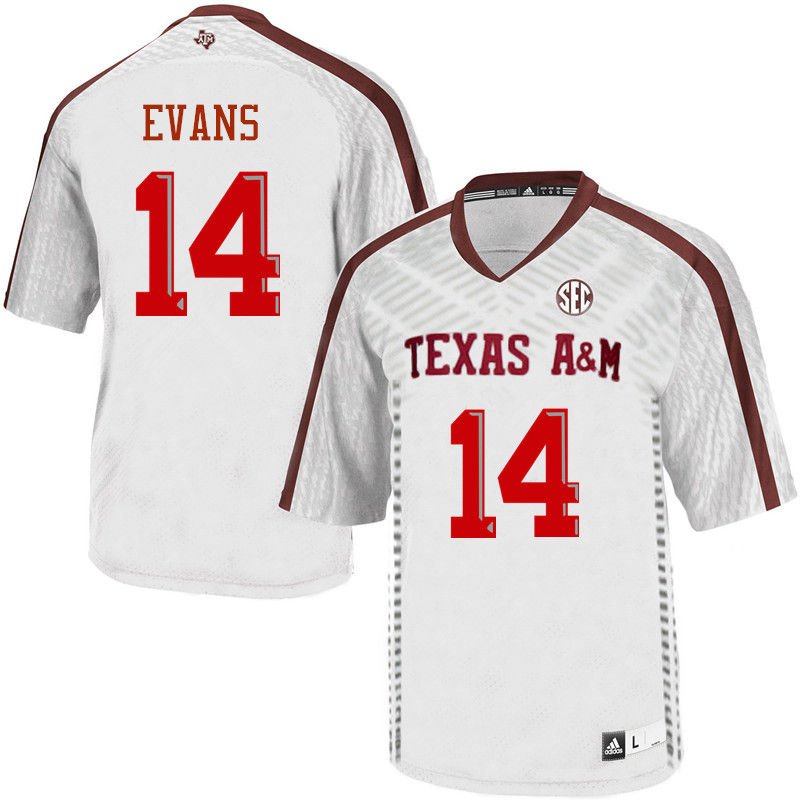 Men #14 Justin Evans Texas A&M Aggies College Football Jerseys-White - Click Image to Close